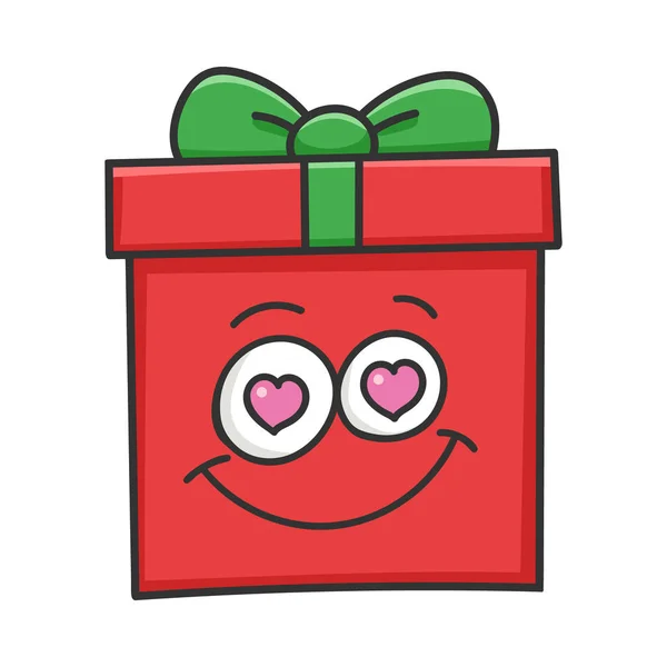 Dans Amour Cadeau Boîte Cadeau Noël Dessin Animé Isolé Sur — Image vectorielle