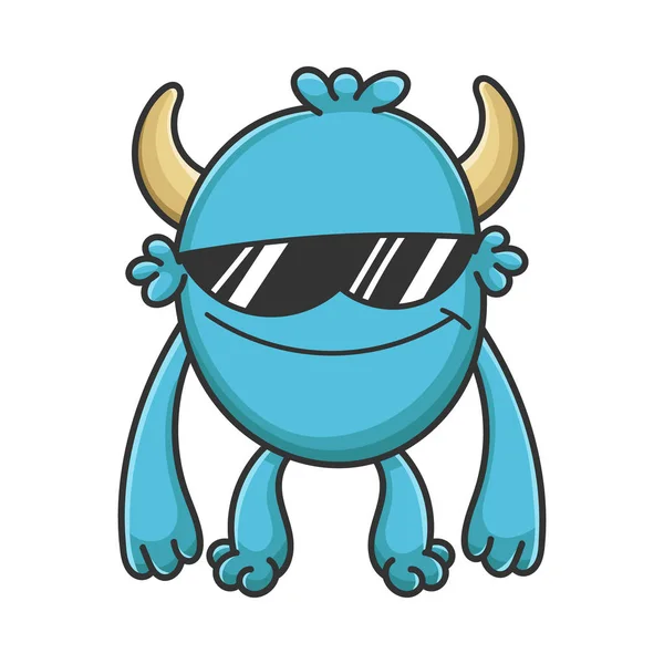 Cool Zonnebril Cartoon Harige Schepsel Monster — Stockvector