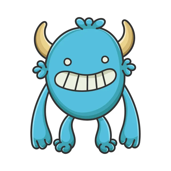 Gelukkig Glimlachen Cartoon Harige Schepsel Monster — Stockvector