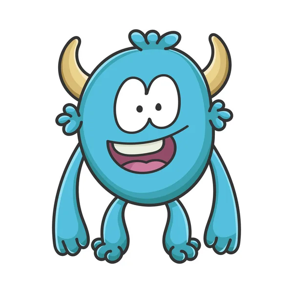 Gelukkig Glimlachen Cartoon Harige Schepsel Monster — Stockvector