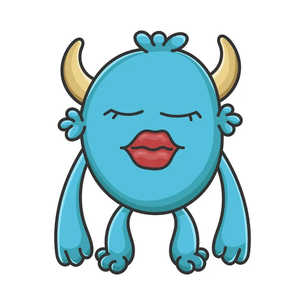 Sexy Rode Lippen Cartoon Harige Schepsel Monster — Stockvector