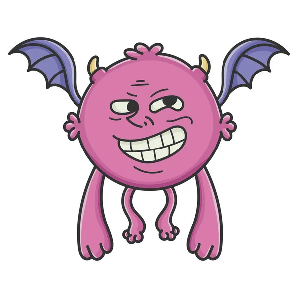 Troll Meme Purple Flying Cartoon Bat Monstro — Vetor de Stock
