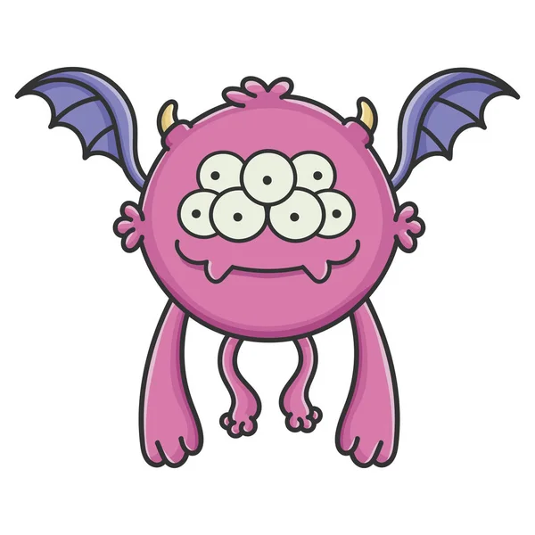 快乐紫色飞行卡通蝙蝠怪兽 — 图库矢量图片