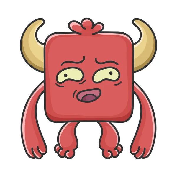 Vreemde Rode Plein Duivel Cartoon Monster — Stockvector