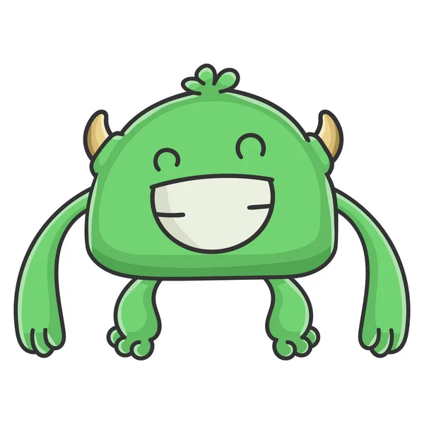 Feliz monstruo de dibujos animados duende verde — Vector de stock