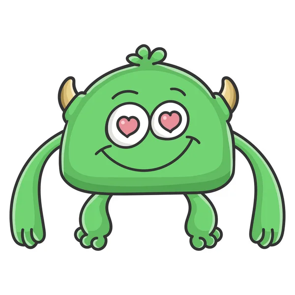 En el amor goblin verde monstruo de dibujos animados — Vector de stock