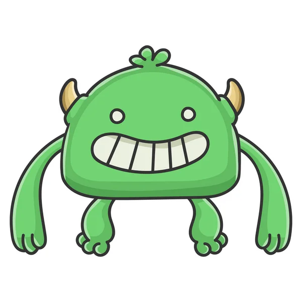 Feliz monstruo de dibujos animados duende verde — Vector de stock