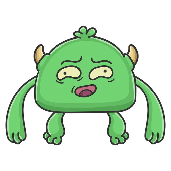 Desajeitado monstro de desenho animado goblin verde — Vetor de Stock