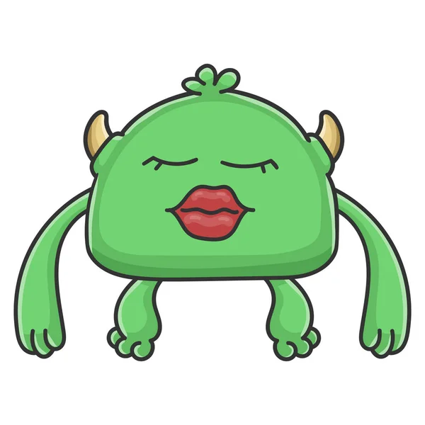 Sexy feminino verde goblin cartoon monstro — Vetor de Stock