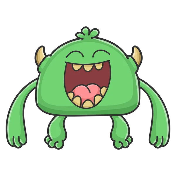 Riendo monstruo de dibujos animados duende verde — Vector de stock