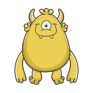 Mutlu Kiklops sarı goblin çizgi film canavarı