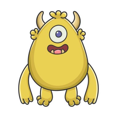 Mutlu Kiklops sarı goblin çizgi film canavarı