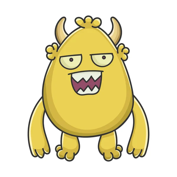 Monstruo de dibujos animados goblin amarillo loco — Vector de stock