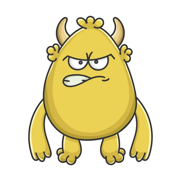 Amarelo louco goblin cartoon monstro — Vetor de Stock
