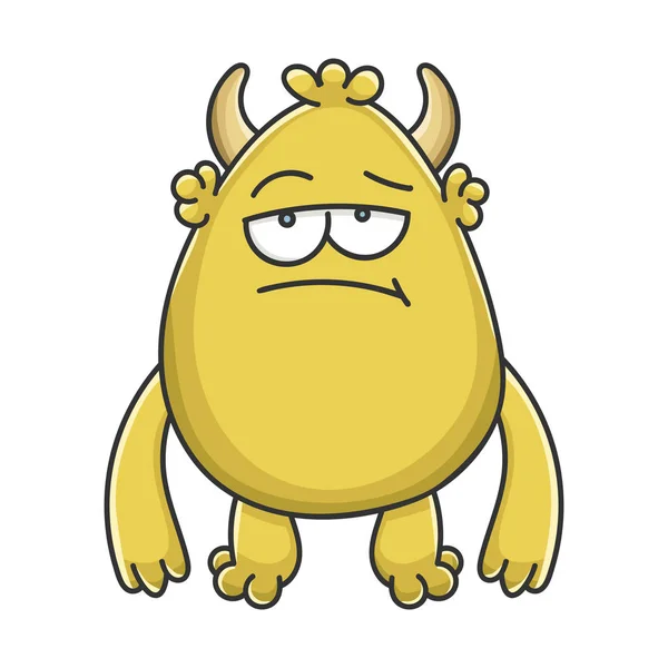 Aborrecido amarelo goblin cartoon monstro — Vetor de Stock