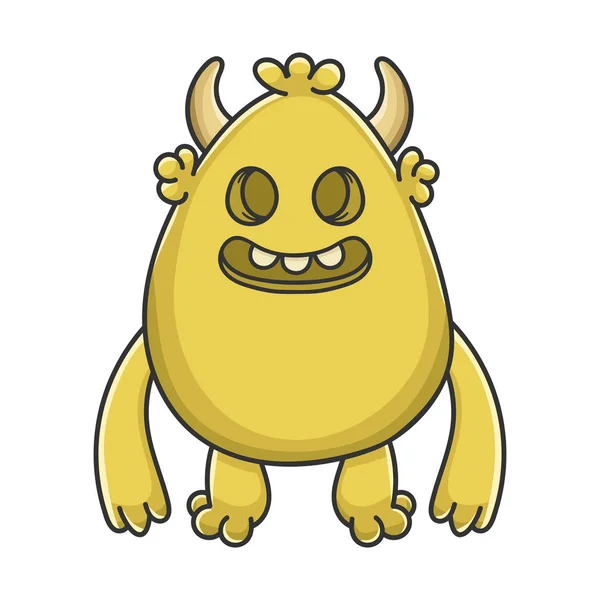 Griezelige gele kabouter cartoon monster — Stockvector