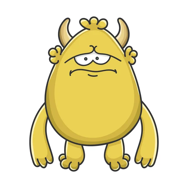 Triste amarelo goblin cartoon monstro — Vetor de Stock