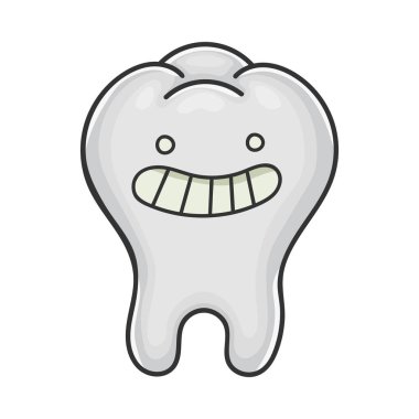 Mutlu, sevimli, gülümseyen diş çizgi filmi