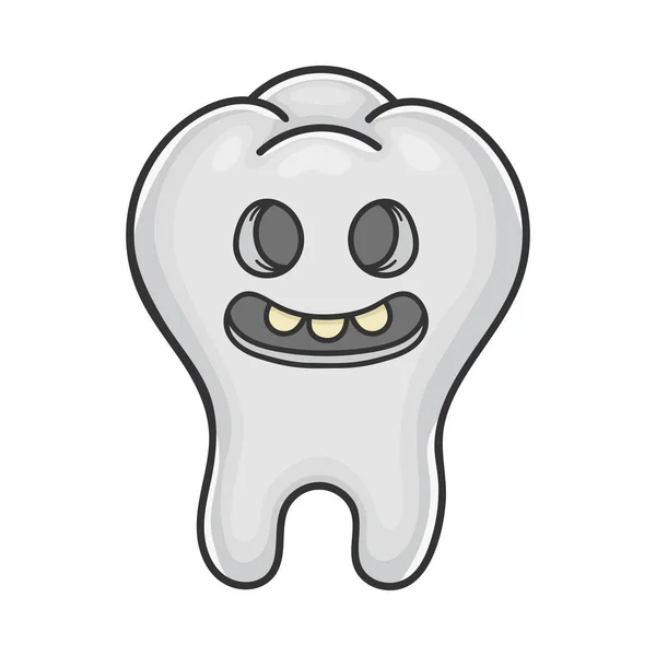 Feliz sorriso assustador desenhos animados dente — Vetor de Stock