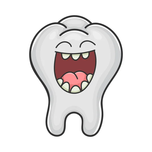 Szczęśliwy słodkie śmiech ząb kreskówka — Wektor stockowy