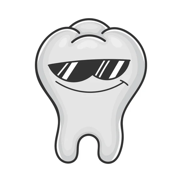 Cool sunglasses tooth cartoon — Stock Vector