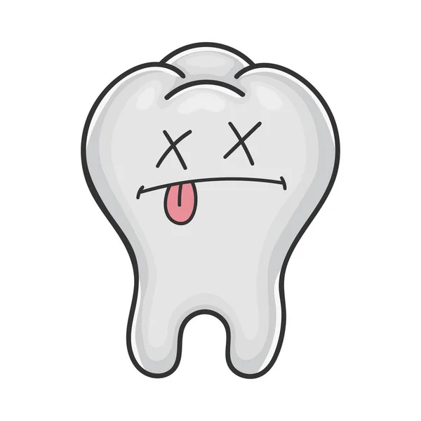 Morto divertente carino dente cartone animato — Vettoriale Stock