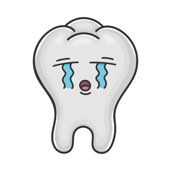 Triste llanto divertido diente de dibujos animados — Vector de stock