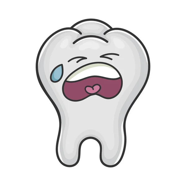 Droevig huilen grappige tand cartoon — Stockvector