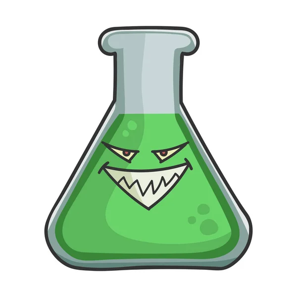 Evil science test tube cartoon — Stock Vector