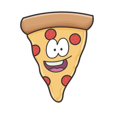 Mutlu gülümseyen pizza karikatürü