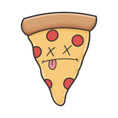 Ölü pizza karikatürü.