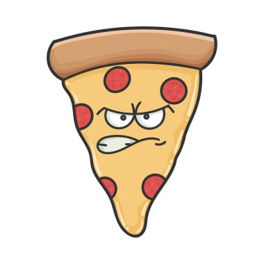 Kızgın kızgın pizza karikatürü.
