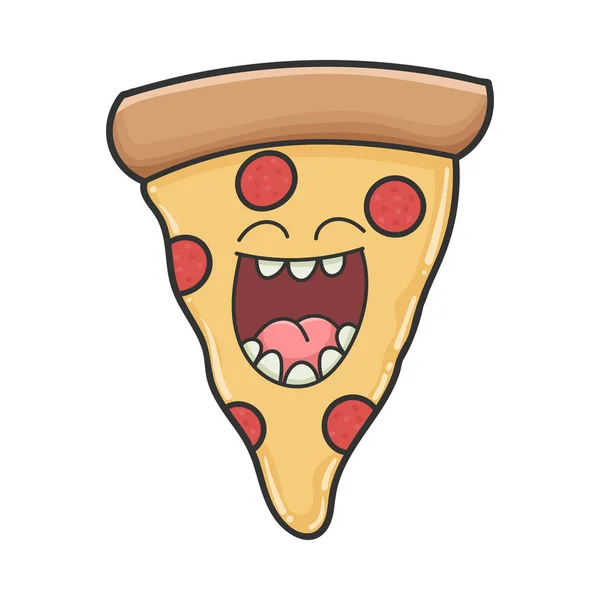 Gelukkig lachen plak pizza cartoon — Stockvector