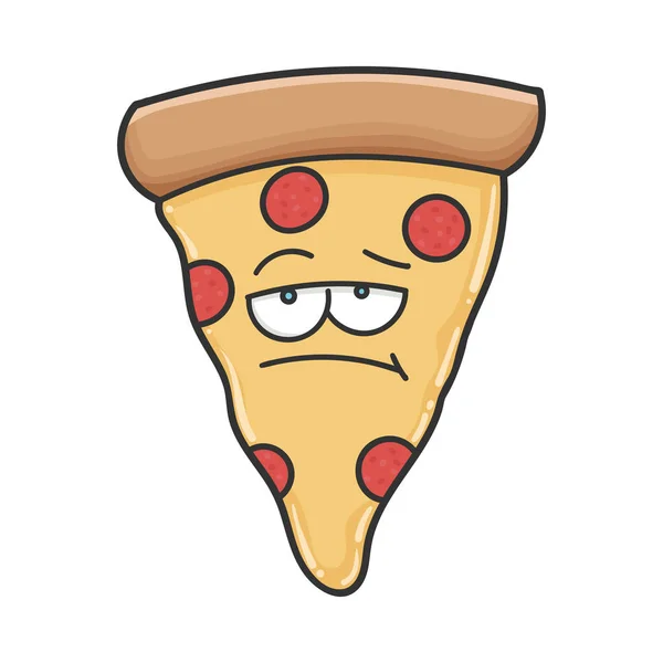 Znudzony kawałek pizzy z kreskówki — Wektor stockowy