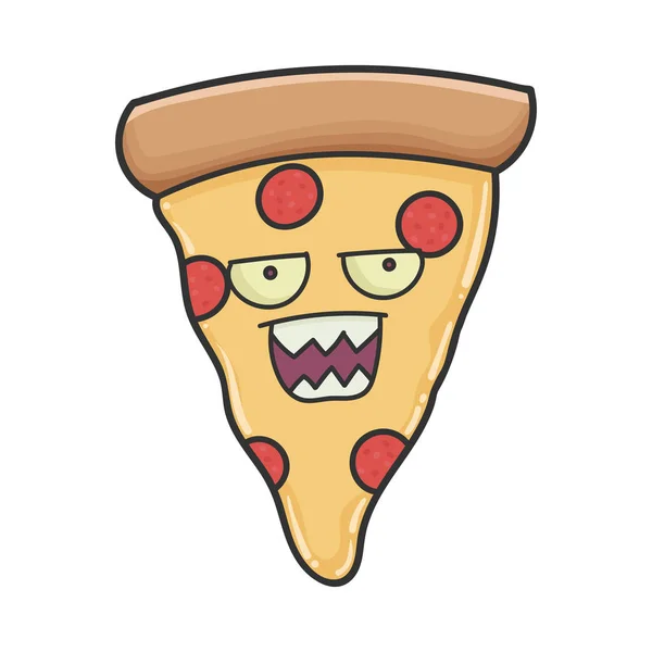 Gekke boze plak pizza cartoon — Stockvector