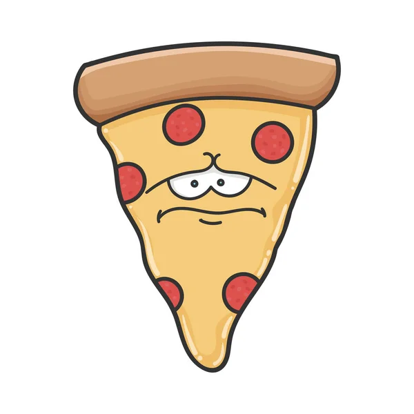 Smutne przygnębienie kawałek pizzy kreskówki — Wektor stockowy
