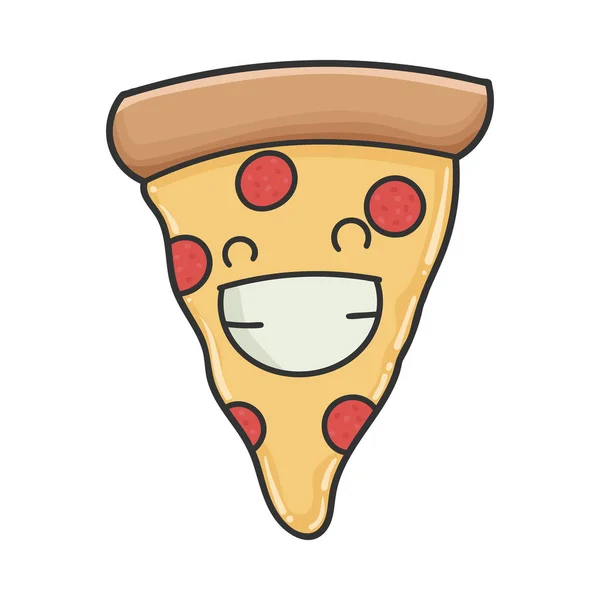 Feliz rebanada sonriente de la pizza de dibujos animados — Archivo Imágenes Vectoriales