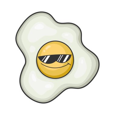 Havalı güneş gözlüğü sahanda yumurta çizgi filmi çizimi