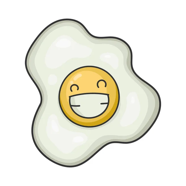 Szczęśliwy uśmiech smażone jajko ilustracja kreskówki — Wektor stockowy