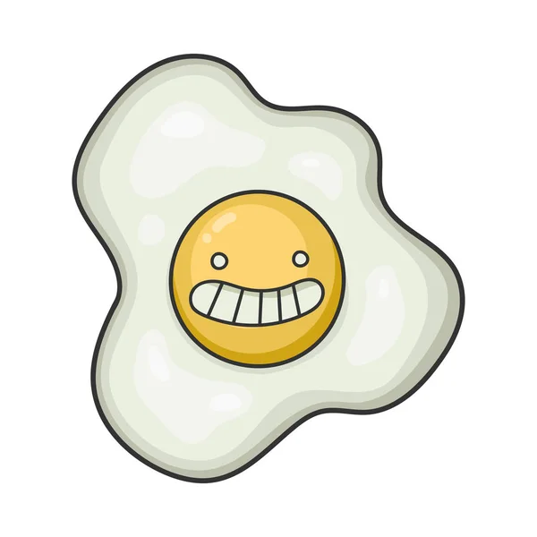 Feliz sonrisa huevo frito ilustración de dibujos animados — Vector de stock