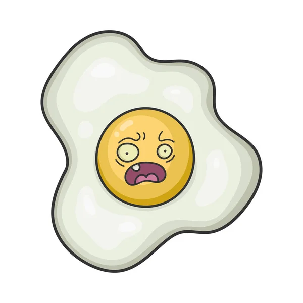Przerażony smażone jajko ilustracja kreskówki — Wektor stockowy
