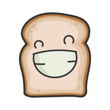 Mutlu gülümseyen ekmek karikatürü çizimi