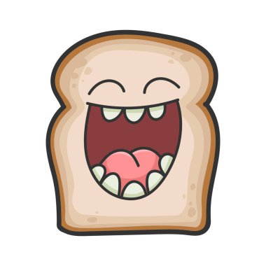 Gülen bir ekmek dilimi çizgi film çizimi