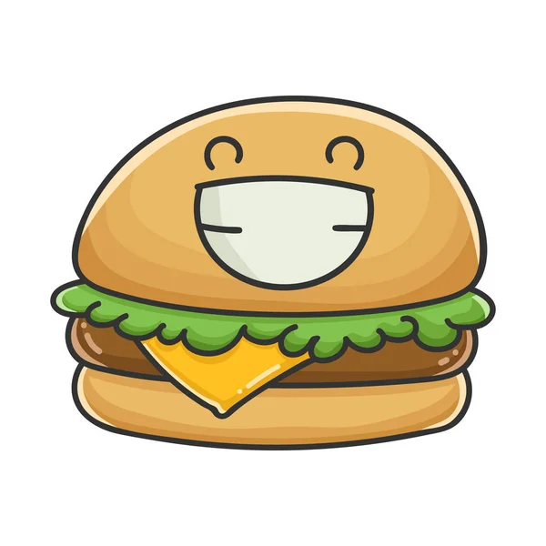 Feliz queijo hambúrguer desenho animado ilustração — Vetor de Stock