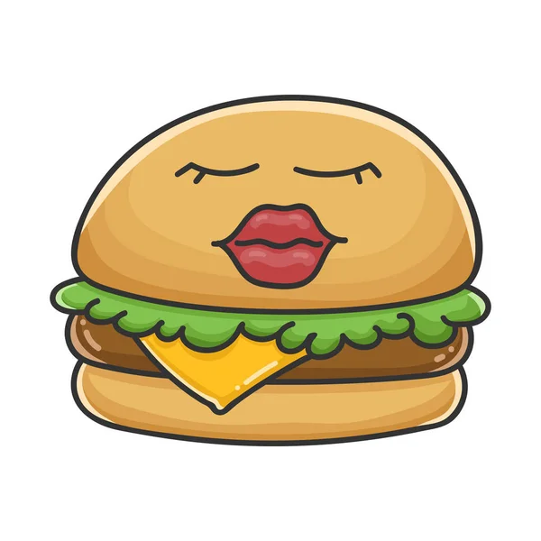 Hamburguesa de queso hembra ilustración de dibujos animados — Archivo Imágenes Vectoriales