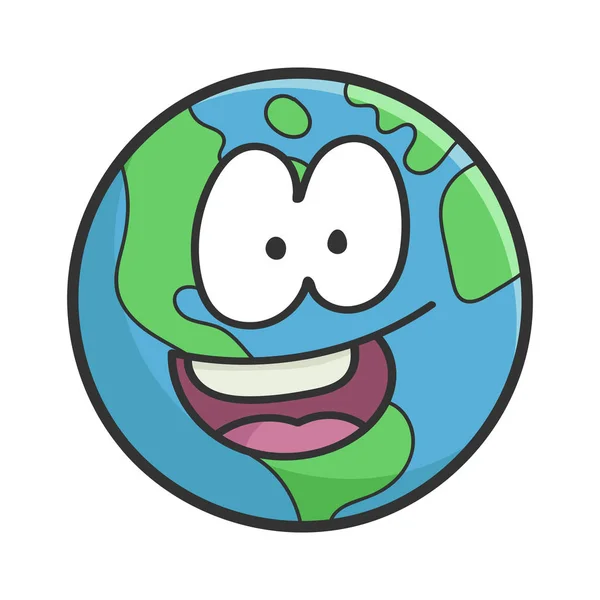 Happy planet earth cartoon illustration — Stock Vector