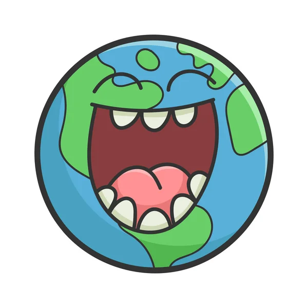 Laughing planet earth cartoon illustration — Stock Vector