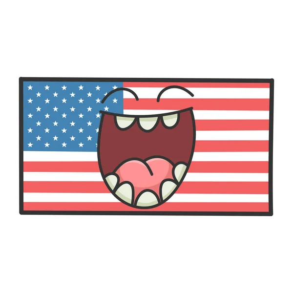 Smějící se americká vlajka kreslené ilustrace — Stockový vektor
