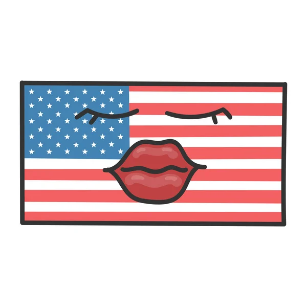 Weibliche amerikanische Flagge Cartoon Illustration — Stockvektor