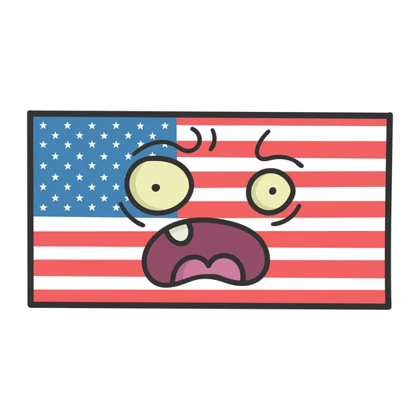Worried american flag cartoon illustration — Stock Vector